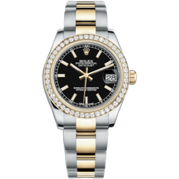Rolex Datejust 31 Rolesor Yellow Diamond / Oyster / Black 178383-0051