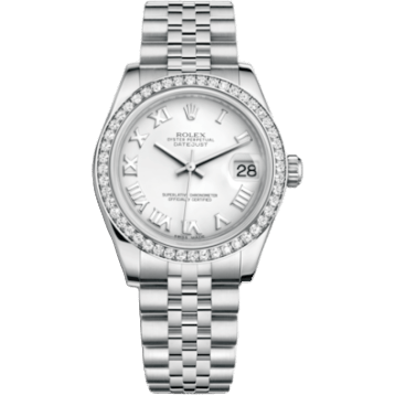 Rolex Datejust 31 Stainless Steel Diamond / Jubilee / White - Roman 178384-0006