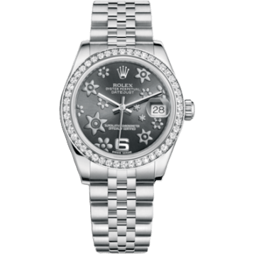 Rolex Datejust 31 Stainless Steel Diamond / Jubilee / Dark Rhodium Floral 178384-0010