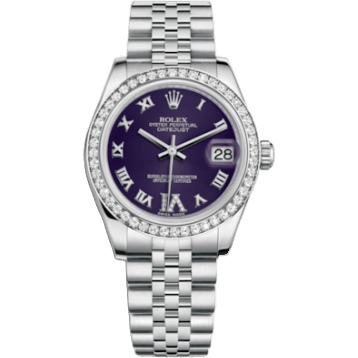 Rolex Datejust 31 Stainless Steel Diamond / Jubilee / Purple - Roman 178384-0013