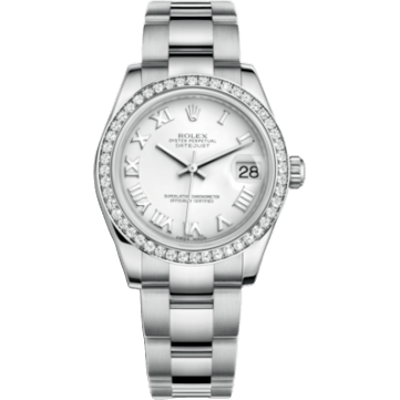 Rolex Datejust 31 Stainless Steel Diamond / Oyster / White - Roman 178384-0020