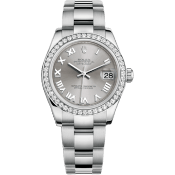 Rolex Datejust 31 Stainless Steel Diamond / Oyster / Rhodium - Roman 178384-0021