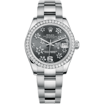 Rolex Datejust 31 Stainless Steel Diamond / Oyster / Dark Rhodium Floral 178384-0025