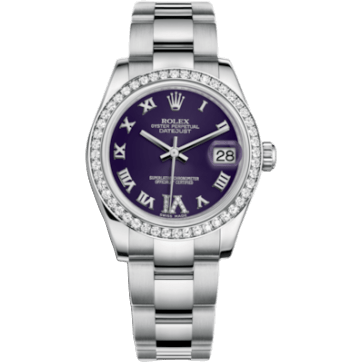 Rolex Datejust 31 Stainless Steel Diamond / Oyster / Purple - Roman 178384-0027.