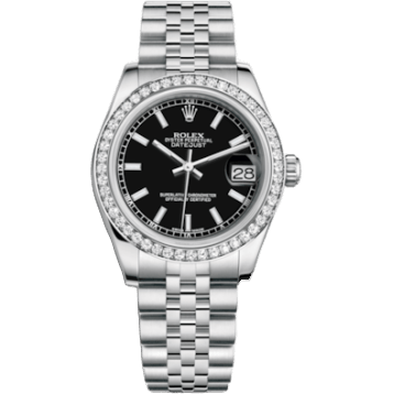 Rolex Datejust 31 Stainless Steel Diamond / Jubilee / Black 178384-0031