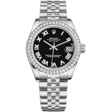 Rolex Datejust 31 Stainless Steel Diamond / Jubilee / Black - Roman 178384-0039