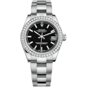 Rolex Datejust 31 Stainless Steel Diamond / Oyster / Black 178384-0054