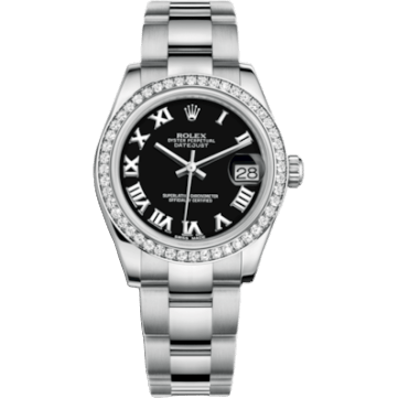 Rolex Datejust 31 Stainless Steel Diamond / Oyster / Black - Roman 178384-0055