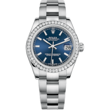 Rolex Datejust 31 Stainless Steel Diamond / Oyster / Blue 178384-0057
