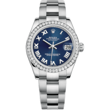 Rolex Datejust 31 Stainless Steel Diamond / Oyster / Blue - Roman 178384-0058