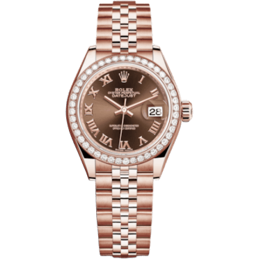 Lady-Datejust 28 Everose Diamond / Jubilee / Chocolate Roman