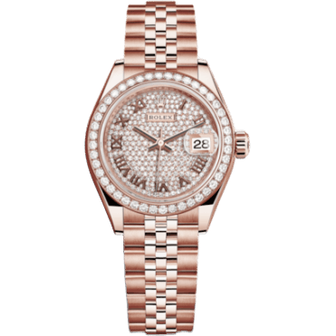 Lady-Datejust 28 Everose Diamond / Jubilee / Paved Roman