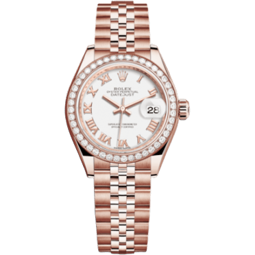 Lady-Datejust 28 Everose Diamond / Jubilee / White Roman