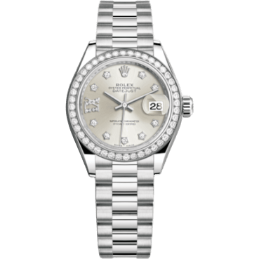 Rolex Lady-Datejust 28 Platinum Diamond / President / Silver Diamonds 279136rbr-0003