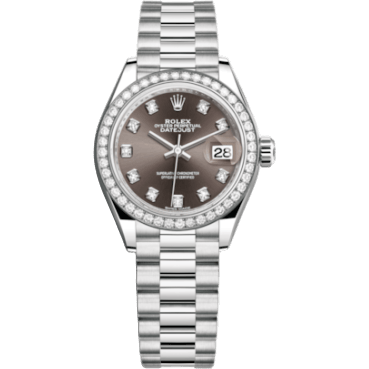 Rolex Lady-Datejust 28 Platinum Diamond / President / Grey Diamonds 279136rbr-0011