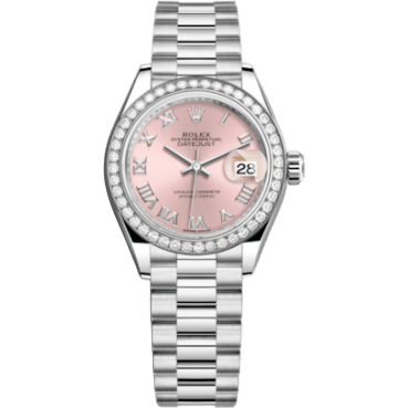Rolex Lady-Datejust 28 Platinum Diamond / President / Pink Roman 279136rbr-0012