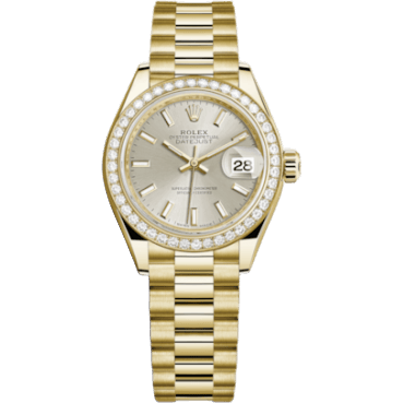 Rolex Lady-Datejust 28 Yellow Gold Diamond / President / Silver 279138RBR-0005