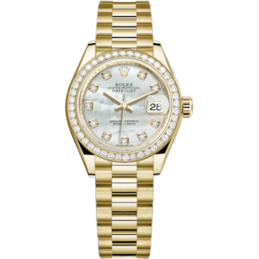Rolex Lady-Datejust 28 Yellow Gold Diamond / President / MOP 279138rbr-0015