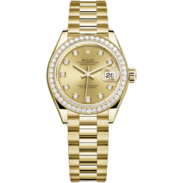 Rolex Lady-Datejust 28 Yellow Gold Diamond / President / Champagne Diamond 279138RBR-0023