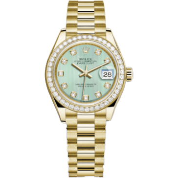 Rolex Lady-Datejust 28 Yellow Gold Diamond / President / Green Diamond 279138rbr-0025