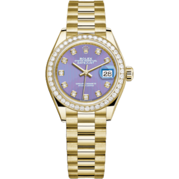 Rolex Lady-Datejust 28 Yellow Gold Diamond / President / Lavender Diamond 279138rbr-0027
