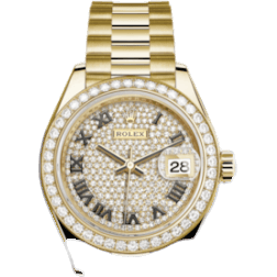 Rolex Lady-Datejust 28 Yellow Gold Diamond / President / Paved Roman 279138RBR-0029