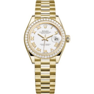 Rolex Lady-Datejust 28 Yellow Gold Diamond / President / White Roman 279138RBR-0031