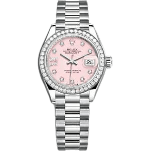 Rolex Lady-Datejust 28 White Gold - Diamond / President / Pink Opal 279139RBR-0002