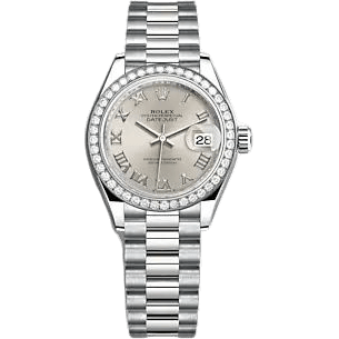 Rolex Lady-Datejust 28 White Gold - Diamond / President / Silver - Roman 279139RBR-0007