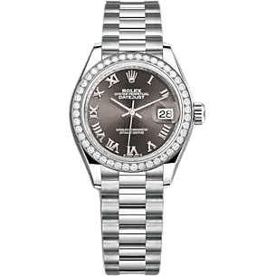 Rolex Lady-Datejust 28 White Gold - Diamond / President / Grey - Roman 279139RBR-0010