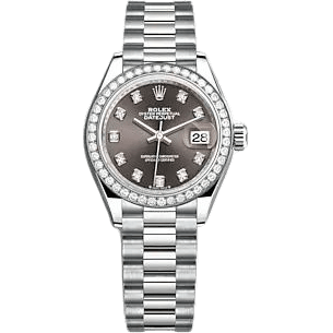 Rolex Lady-Datejust 28 White Gold - Diamond / President / Grey - Diamond 279139RBR-0011