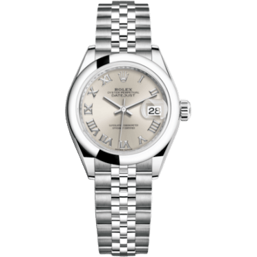 Rolex Lady-Datejust 28 Stainless Steel Domed / Jubilee / Silver Roman 279160-0007