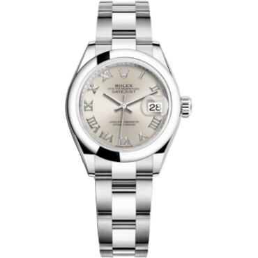 Rolex Lady-Datejust 28 Stainless Steel Domed / Oyster / Silver Roman 279160-0008