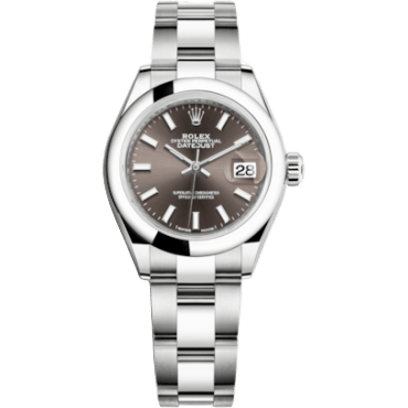 Rolex Lady-Datejust 28 Stainless Steel Domed / Oyster / Dark Grey 279160-0010