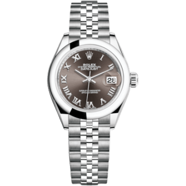 Rolex Lady-Datejust 28 Stainless Steel Domed / Jubilee / Dark Grey Roman 279160-0011