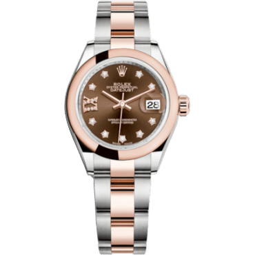 Rolex Lady-Datejust 28 Rolesor Rose Domed / Oyster / Chocolate Diamond 279161-0004