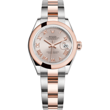 Rolex Lady-Datejust 28 Rolesor Rose Domed / Oyster / Sundust Roman 279161-0006