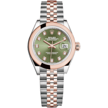 Rolex Lady-Datejust 28 Rolesor Rose Domed / Jubilee / Olive Diamond 279161-0007