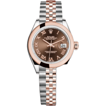 Rolex Lady-Datejust 28 Rolesor Rose Domed / Jubilee / Chocolate Roman 279161-0009