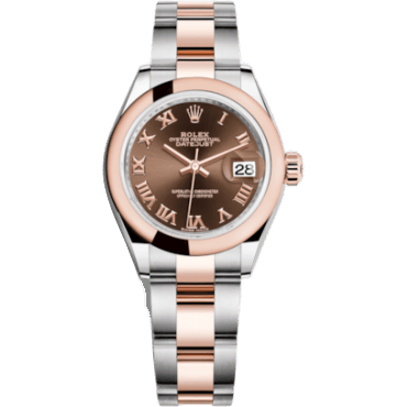 Rolex Lady-Datejust 28 Rolesor Rose Domed / Oyster / Chocolate Roman 279161-0010