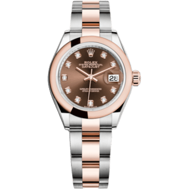 Rolex Lady-Datejust 28 Rolesor Rose Domed / Oyster / Chocolate Diamond 279161-0012
