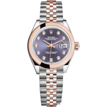 Rolex Lady-Datejust 28 Rolesor Rose Domed / Jubilee / Aubergine Diamonds 279161-0015