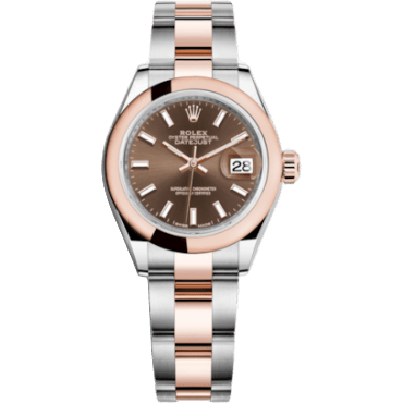Rolex Lady-Datejust 28 Rolesor Rose Domed / Oyster / Chocolate 279161-0018