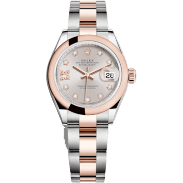 Rolex Lady-Datejust 28 Rolesor Rose Domed / Oyster / Sundust Diamond 279161-0019