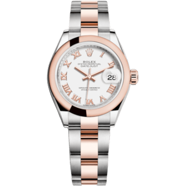 Rolex Lady-Datejust 28 Rolesor Rose Domed / Oyster / White Roman 279161-0022