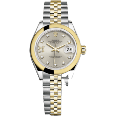 Rolex Lady-Datejust 28 Rolesor Yellow Domed / Jubilee / Silver Diamond 279163-0003
