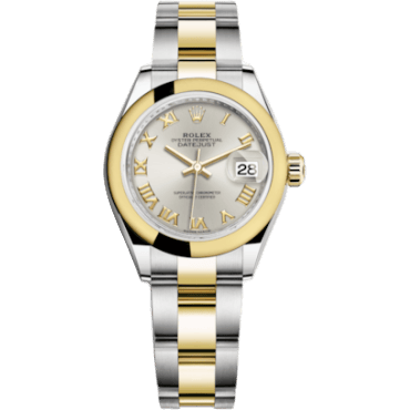 Rolex Lady-Datejust 28 Rolesor Yellow Domed / Oyster / Silver Roman 279163-0006