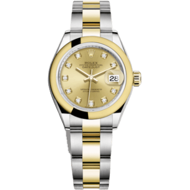 Rolex Lady-Datejust 28 Rolesor Yellow Domed / Oyster / Champagne Diamond 279163-0012