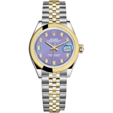 Rolex Lady-Datejust 28 Rolesor Yellow Domed / Jubilee / Lavender Diamond 279163-0017