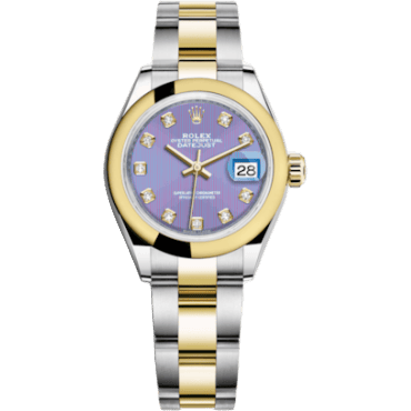 Rolex Lady-Datejust 28 Rolesor Yellow Domed / Oyster / Lavender Diamond 279163-0018